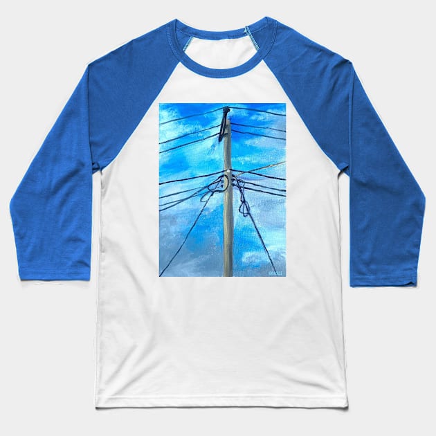 Sunny Telephone Pole Baseball T-Shirt by Jan Grackle